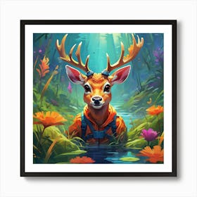 Deer In The Forest 25 Art Print