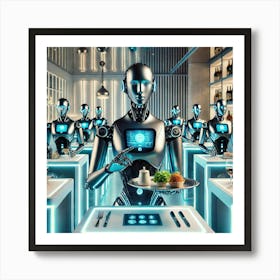 A Futuristic Dining Experience With High Tech Huma Art Print