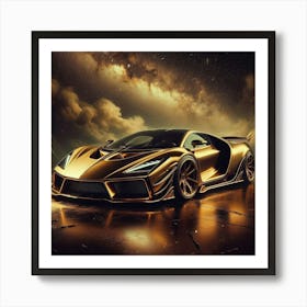 Golden Sports Car 18 Art Print