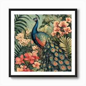 Peacock In The Jungle 4 Art Print