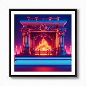 Neon Fireplace 1 Art Print