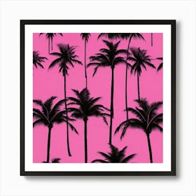 Palm Trees On A Pink Background 2 Art Print