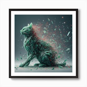 Cat from green glass Art Print