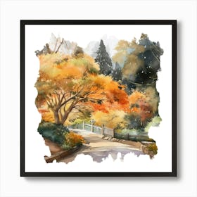 Watercolor Of Autumn Trees 5 Art Print