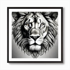 Lion Head Tattoo 2 Art Print