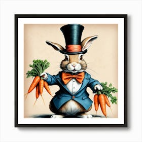 Rabbit With Carrots 15 Art Print