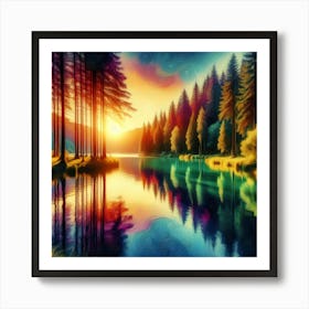 Sunset By The Lake 14 Art Print