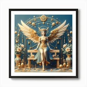 Angel With Wings 3d Illustration Art Print