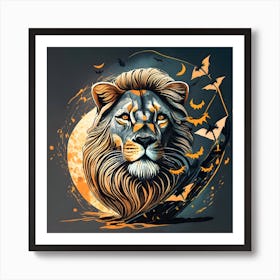 Lion In The Moonlight Art Print