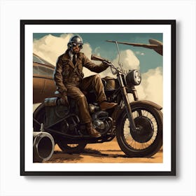 Soldier On A Motorcycle Art Print