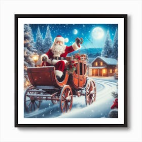 Santa Claus In Carriage 1 Art Print