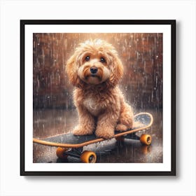Skateboard In The Rain 1 Art Print