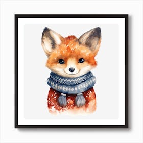 Fox In Scarf Art Print