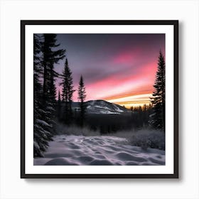 Sunset In The Mountains 3 Art Print