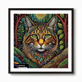 Cat In The Forest Art Print