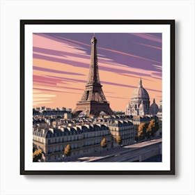 Paris In Aesthetic  Sunset  Art Print