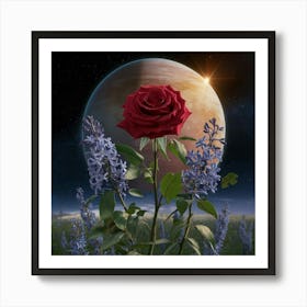 Red Rose In The Field Art Print