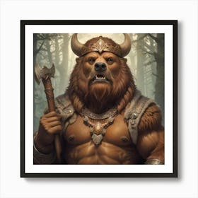 King Viking Bear Art Print