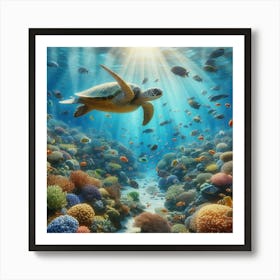 Sea Turtle In The Ocean 1 Art Print