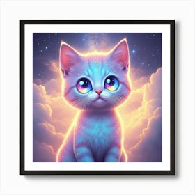 Celestial Dreams: A Cosmic Kitten Art Print