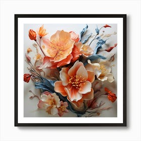 Flowers On A White Surface Art Print