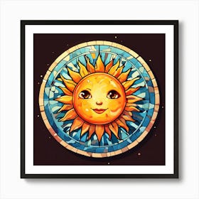 Mosaic Sun A Sun Created From A Mosaic Of Small Tiles 27 Art Print