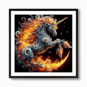 Unicorn On Fire Art Print