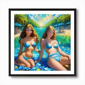 Two Women In Bikinis jb Art Print