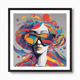 New Poster For Ray Ban Speed, In The Style Of Psychedelic Figuration, Eiko Ojala, Ian Davenport, Sci (13) 1 Art Print