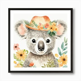 Floral Baby Koala Nursery Illustration (5) 1 Art Print
