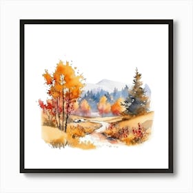 Watercolor Autumn Landscape 29 Art Print