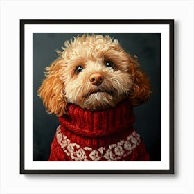 Christmas Golden Dog 4 Art Print