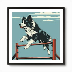 Border Collie Jumping Hurdles 1 Art Print