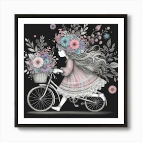 Little Girl On A Bike 1 Art Print