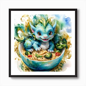 Baby Dragon In A Bowl Art Print