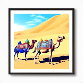 Camels In The Desert 38 Art Print