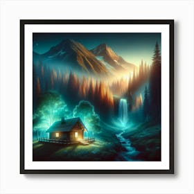 Cabin In The Forest Art Print