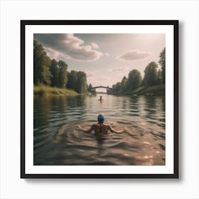 Swimming In The River Art Print