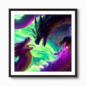 Two Dragons Fighting 7 Art Print