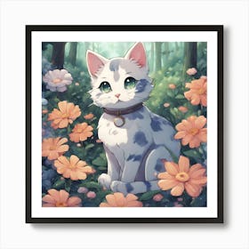 Cat In The Forest Art Print