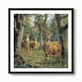 Deer In The Woods Art Art Print