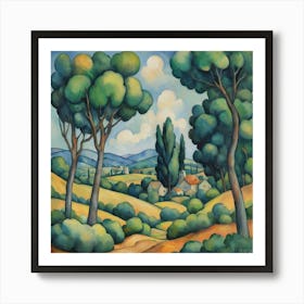 Pastoral Dreamscape Painting Inspired By Paul Cezanne 0 Art Print