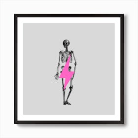 Pink Lightning Skeleton Art Print