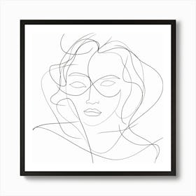 Abstract Line Face, Line Art Woman, Neutral Colors Wall Art, Art Print