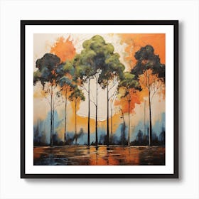 Trees At Sunset Art Print