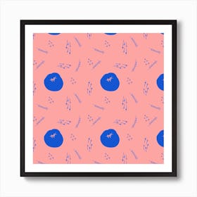 Abstract Floral Pattern Royal Blue Art Print