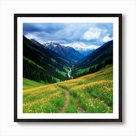 Yellow Flowers In The Mountains Art Print