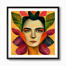 Frida Kahlo With Flowers 3 Art Print