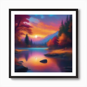 Sunset By The Lake 1 Art Print