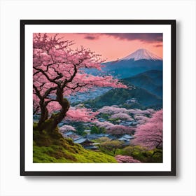 Japanese Sakura In Mountain 18 Art Print